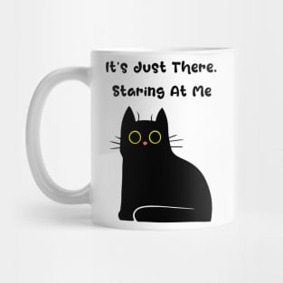 Spooky Cute Staring Black Cat Mug